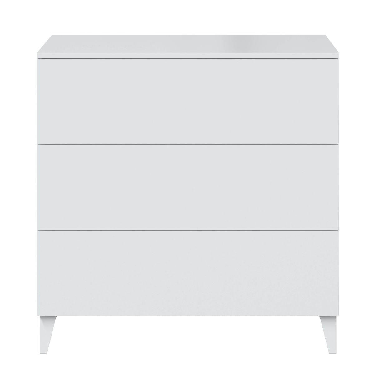 KOMMODE 3 Schubladen Loft - L80 cm - Weiß, Holzwerkstoff (40/80/80cm) - Calicosy