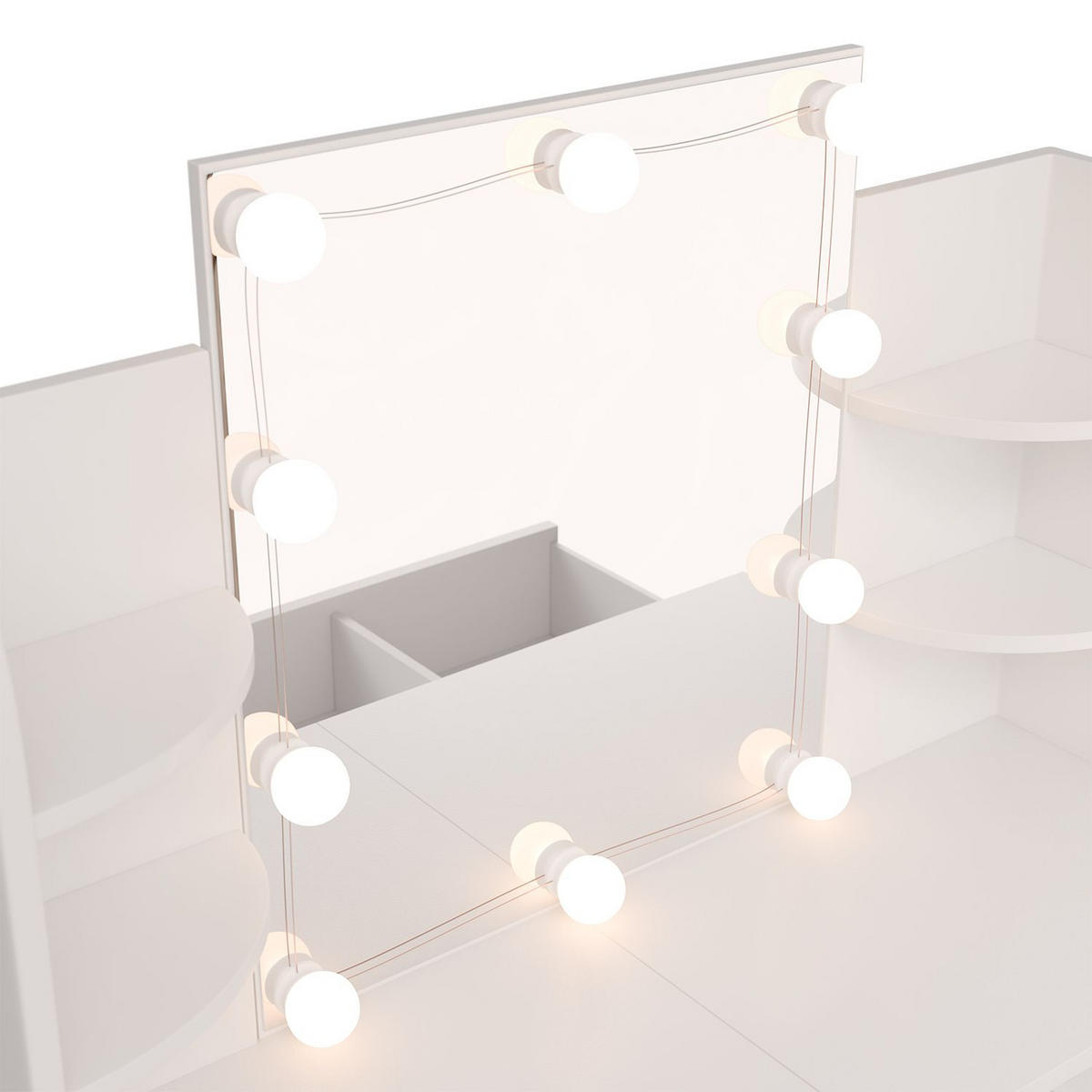 SCHMINKTISCH Bella mit LED Beleuchtung - Weiß, Holz (40/140/108cm) - Juskys