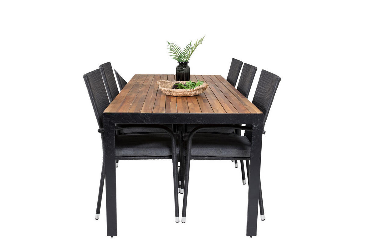GARTENTISCHGRUPPE Schwarz - Schwarz, Holzwerkstoff - ebuy24