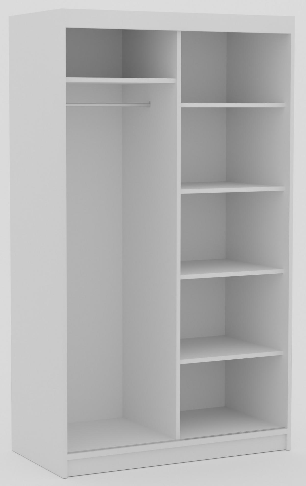 SCHIEBETÜRENSCHRANK Orvena 120 mit Spiegel – Weiß - Weiß, Holzwerkstoff (120/205/60cm) - Möblo