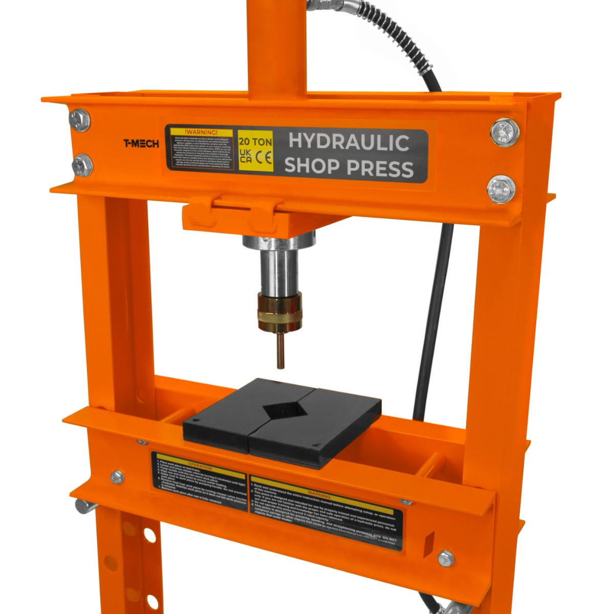 HYDRAULISCHE WERKSTATTPRESSE mit Manometer - 20 Tonne - Orange, Metall (70/70/180cm) - Monstershop