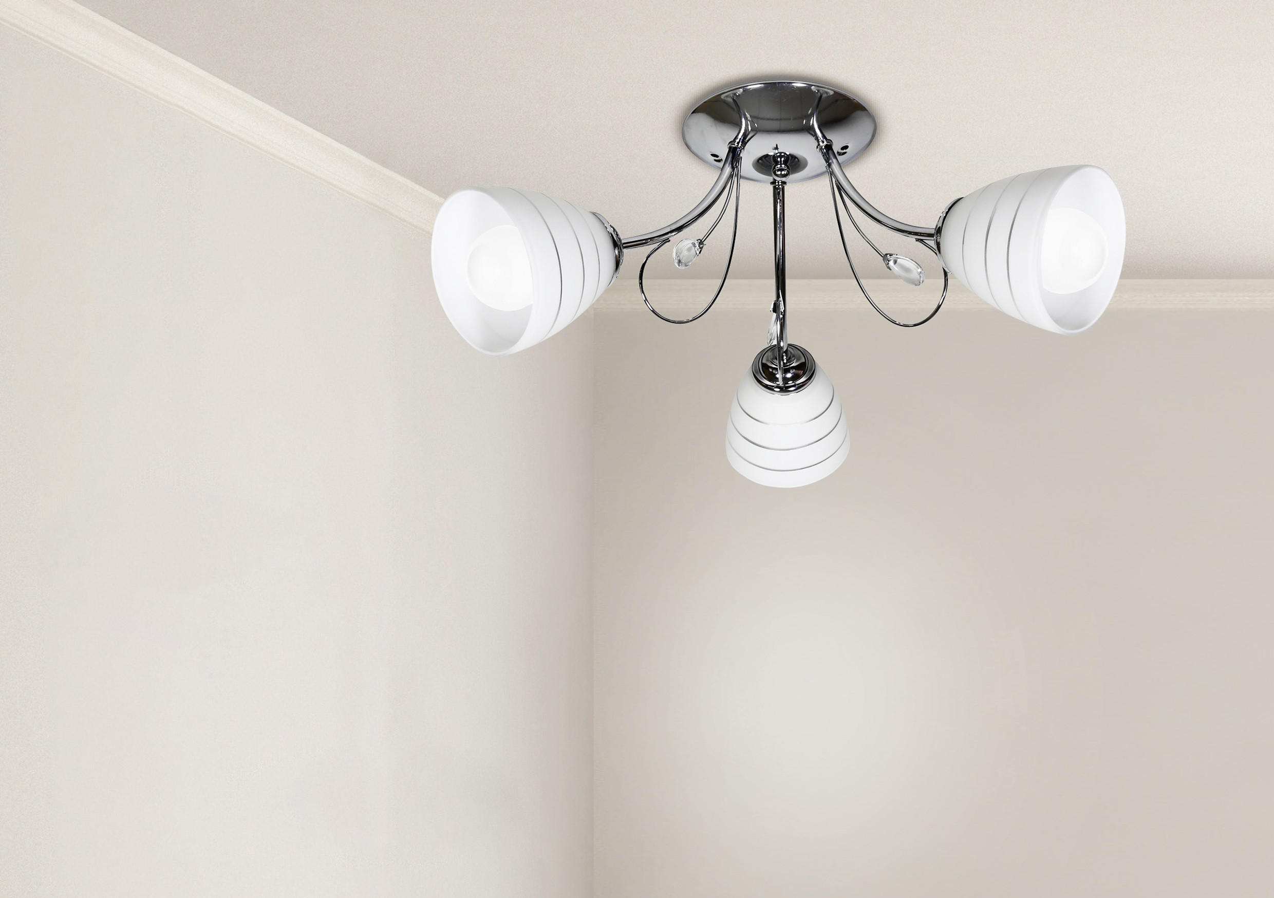 PENDELLEUCHTE Simpli, Chromfarben, 54/23 cm - Chromfarben, Glas/Metall (54/54/23cm) - Kayani