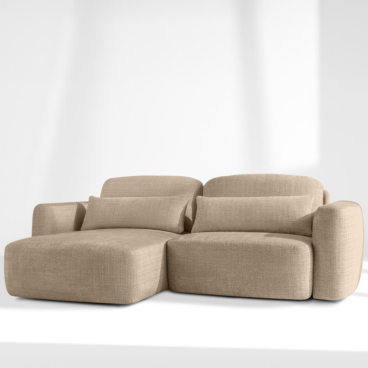 SITZGARNITUR ELOSA - Beige, Holz/Textil (245/85/165cm) - KONSIMO®