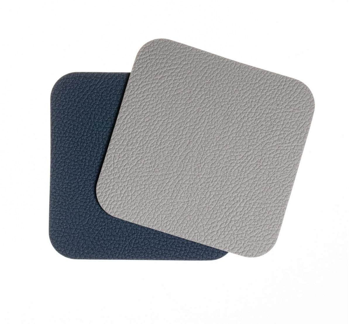 UNTERSETZER - Veganes Leder - Grau / Blau - doppelseitig - 10 x 10 cm - 6 Stück - Blau, Kunststoff (10/10cm) - Cookinglife