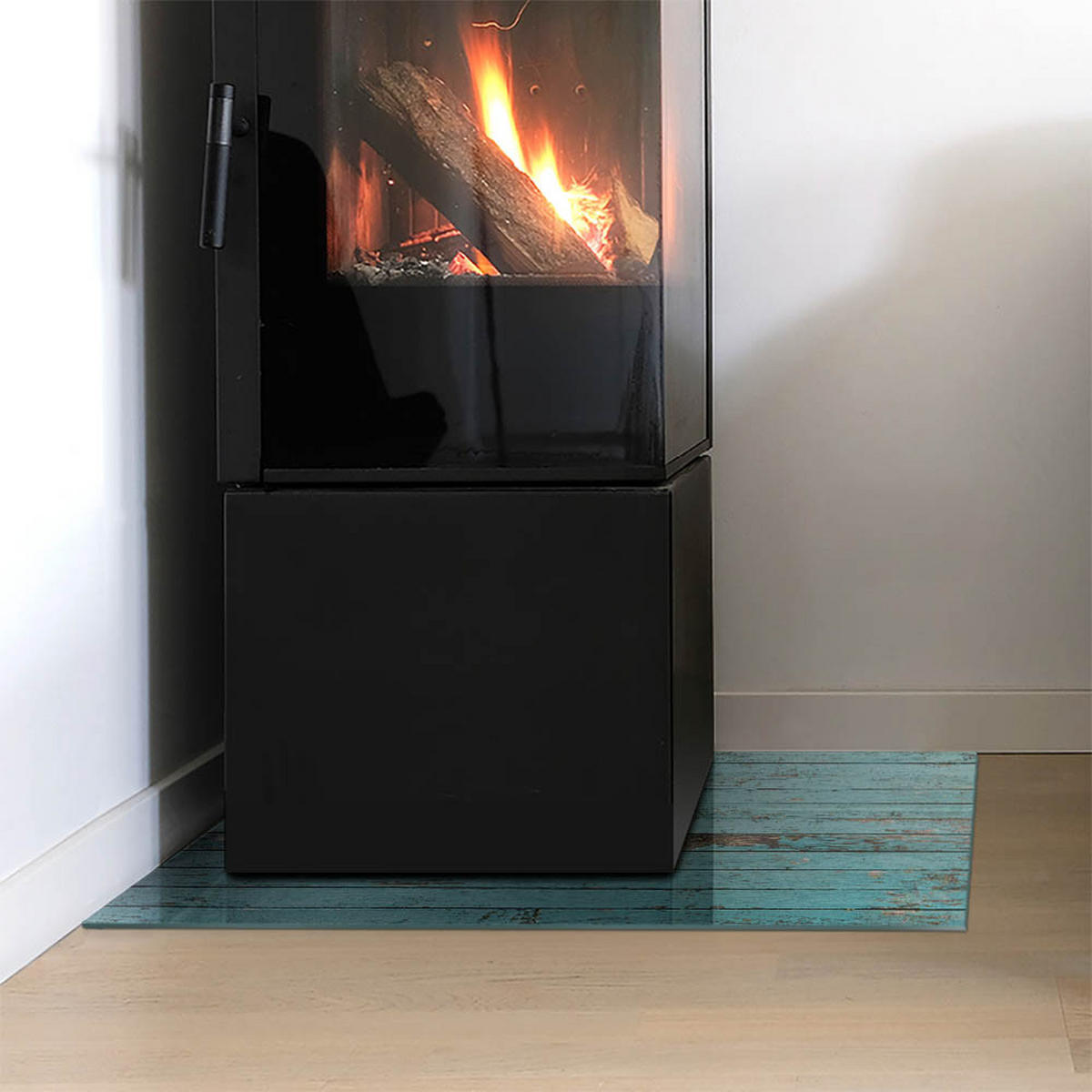 GLASPLATTE für Kamin 60x40 cm Türkis - Türkis, Glas (60/40/0.4cm) - ArtPrintCave