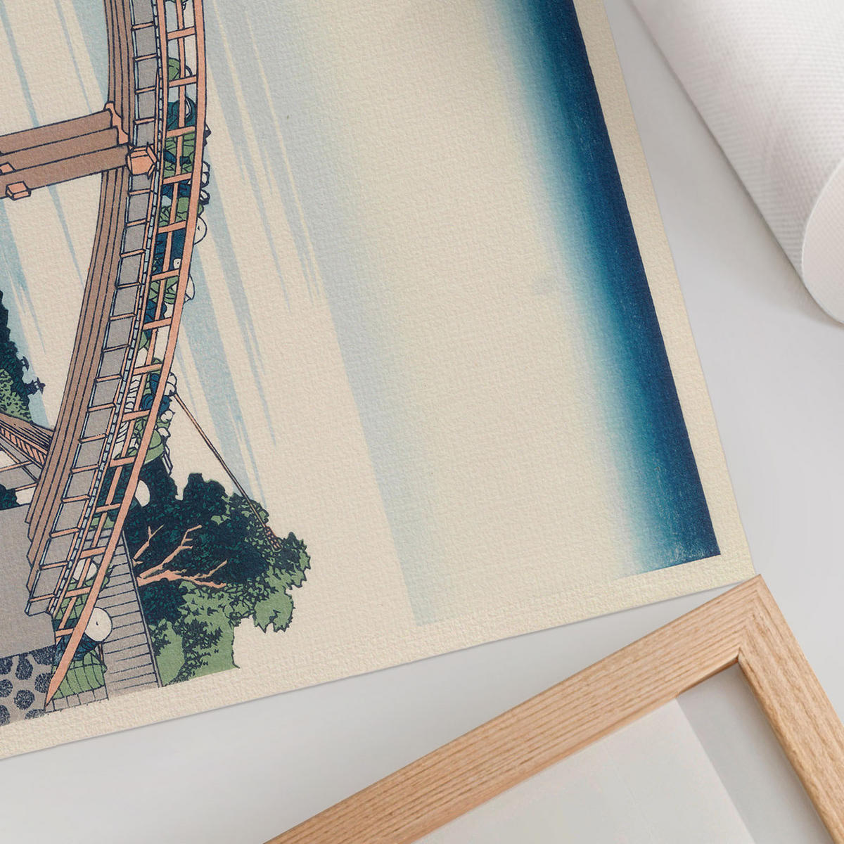 POSTER - 42x29 cm (A3) - Hokusai - Blick von unter der Brücke - Blau, Textil (42/29.7/0.1cm) - TULUP
