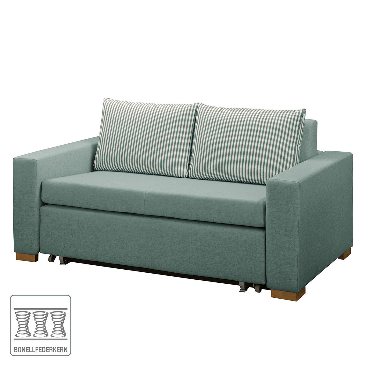 SCHLAFSOFA - Hellbraun/Mintgrün, Textil (153/90/90cm) - home24