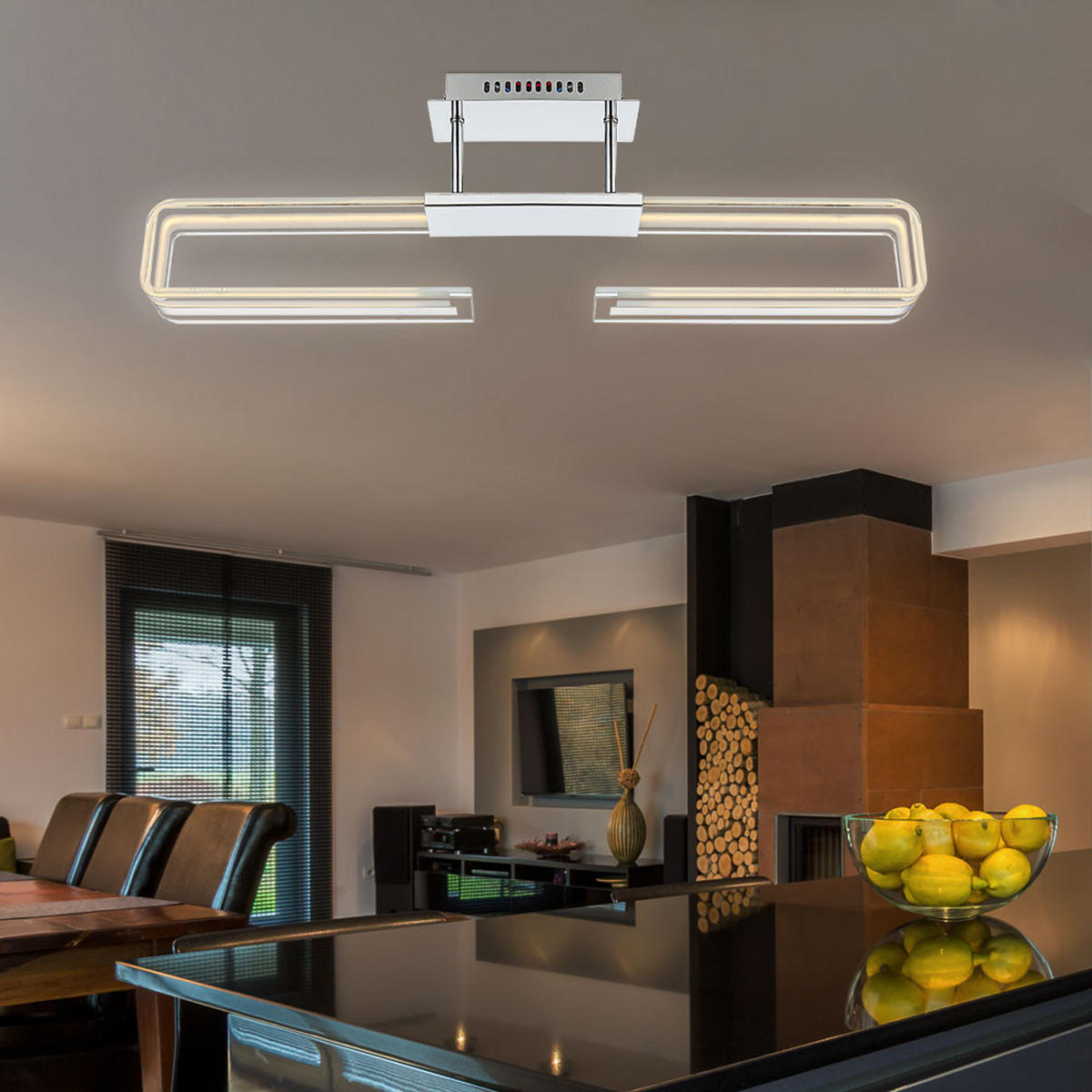 LED DECKENLEUCHTE Sardegna Chrom Silber - Silberfarben, Glas (71/6/23cm) - Globo Lighting