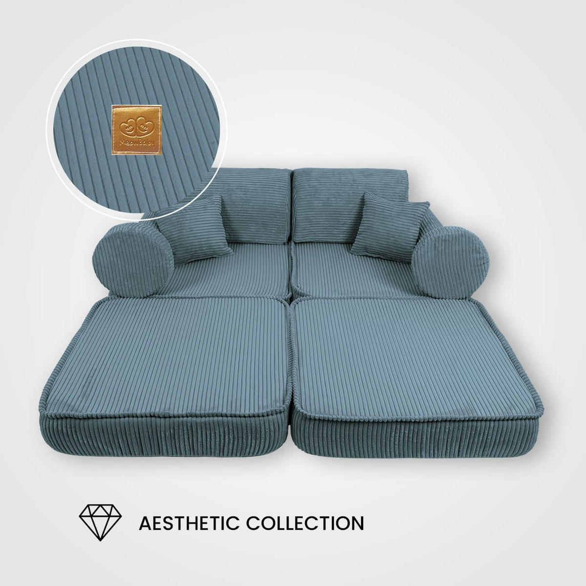 KINDERSOFA, Aesthetic, Pocket Plus, Ecru - Ecru, Textil (120/25/60cm) - MeowBaby