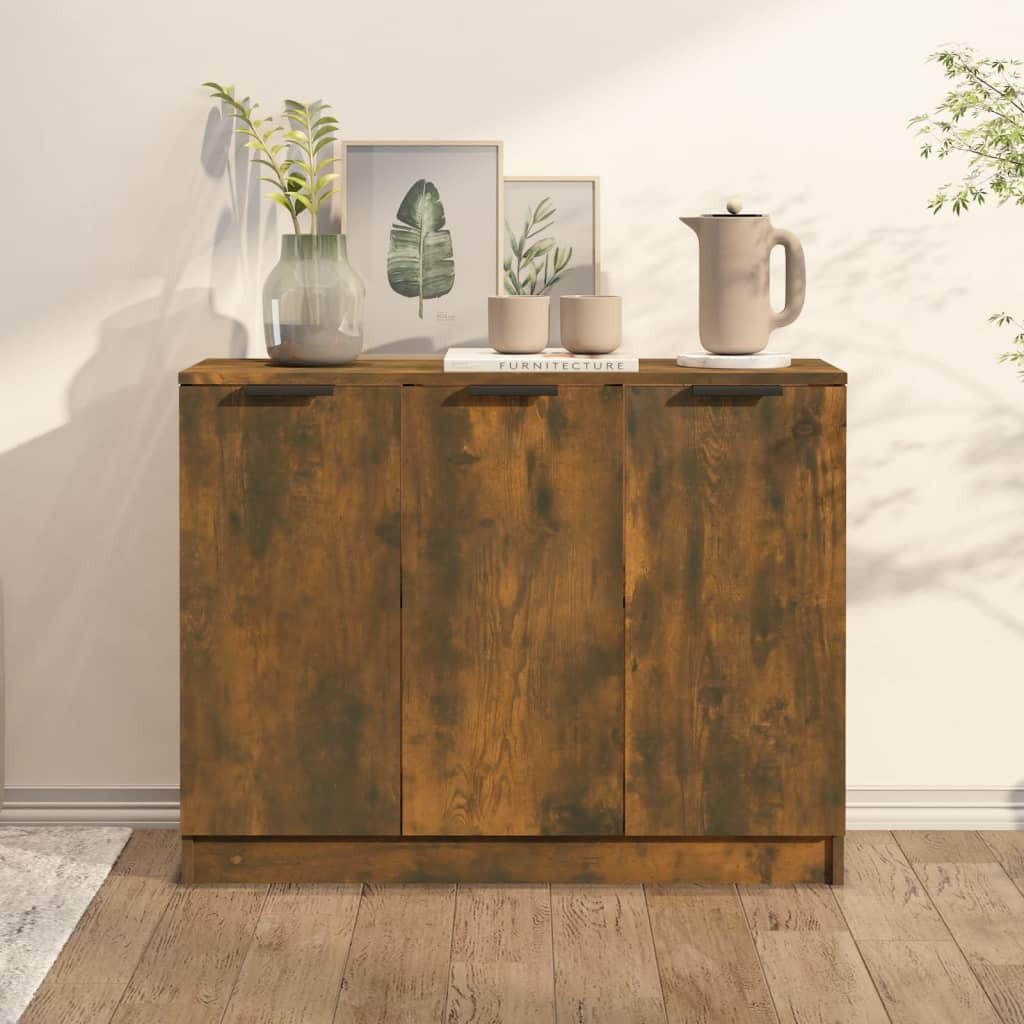 SIDEBOARD mit 3 Türen 90,5/30/70 cm aus Holzwerkstoff Räuchereiche Dekor - Braun, Holz (90.5/70/30cm) - vidaXL