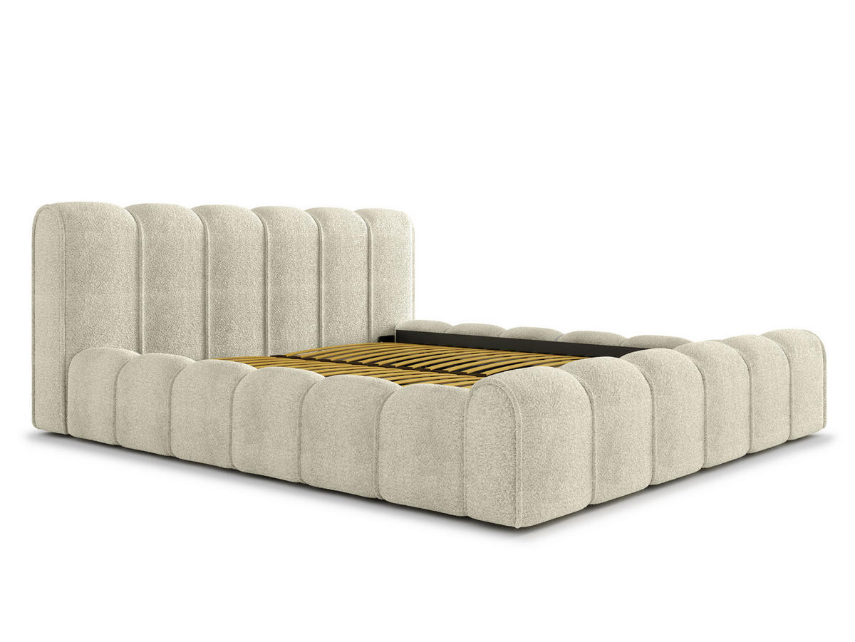 POLSTERBETT Adell 2 Hellbeige 180/200 cm Boucle mit Bettkasten - Beige, Textil/Metall (180/200cm) - wonello