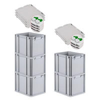 EUROBOX 5x Nextgen Economy Mit Scharnierdeckel Grau/GrünGriffe Geschlossen 30 Liter - Grün, Kunststoff (30/32/40cm) - PROREGAL