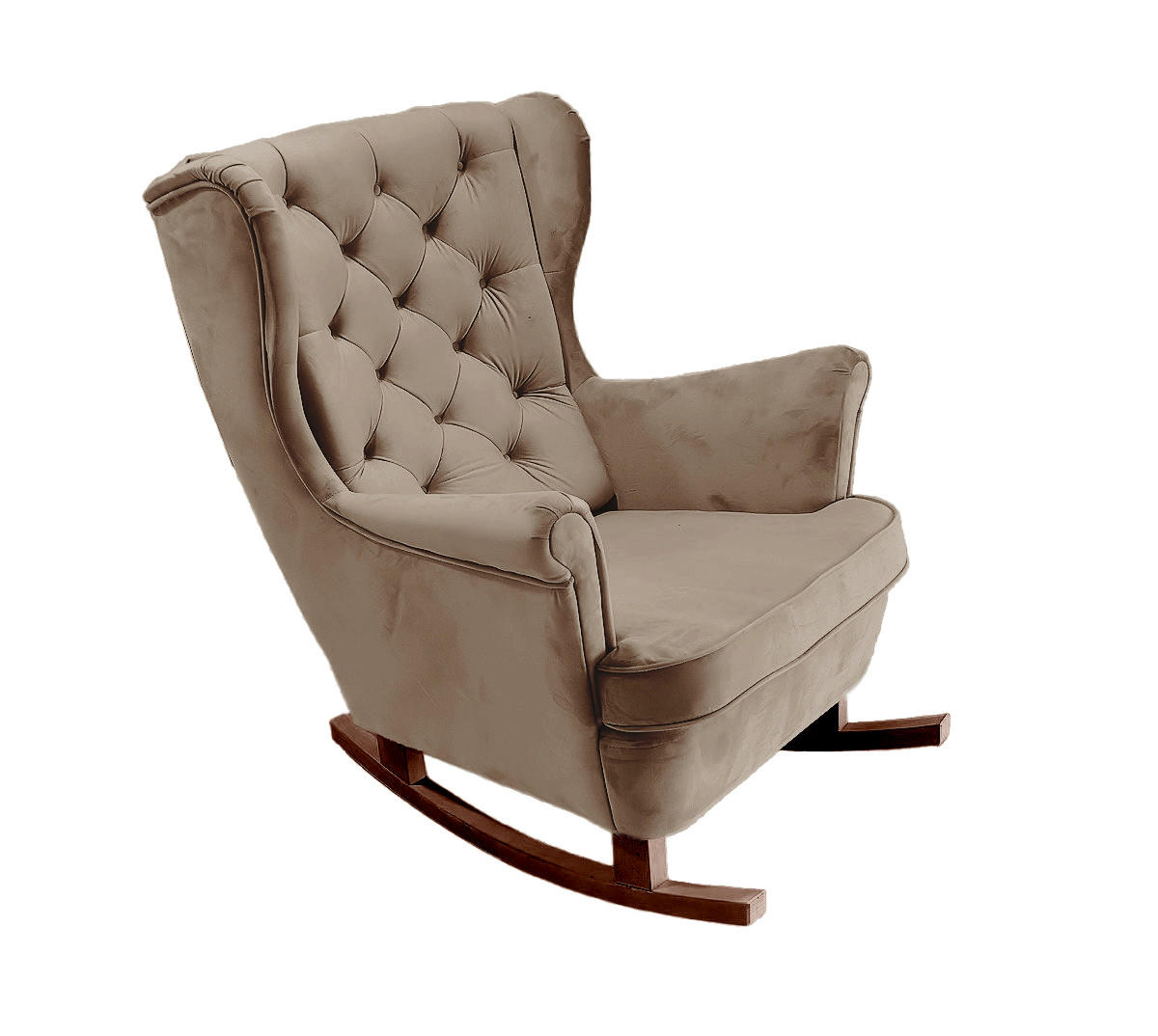 SCHAUKELSESSEL mit gepolstertem Sitz und Armlehnen, 102x81x95 cm, Braun_29813 - Graubraun/Braun, Holz/Textil (81/102/95cm) - DomoHome