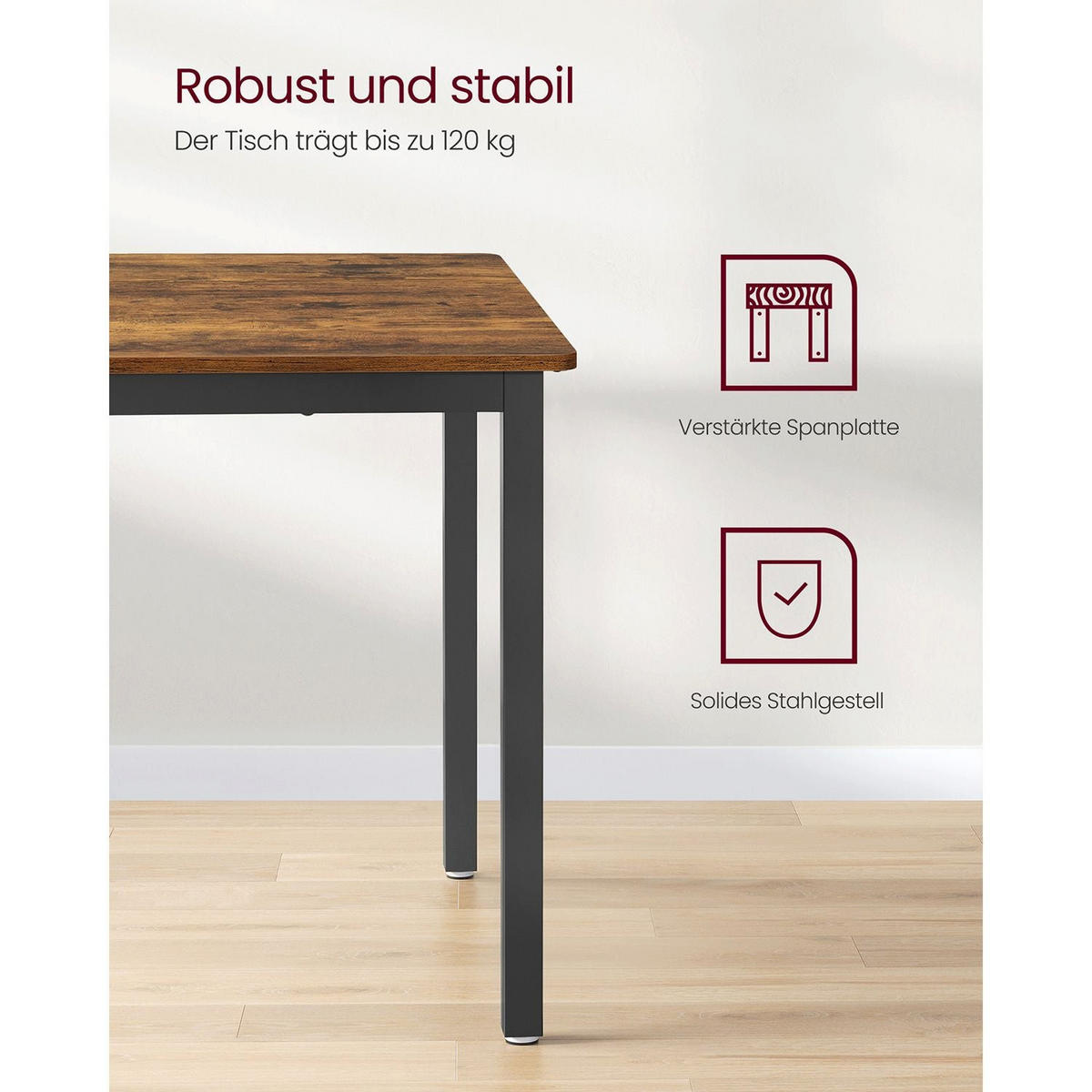 ESSZIMMERTISCH JUBA - Braun, Metall (110/70/77cm) - Hansiro