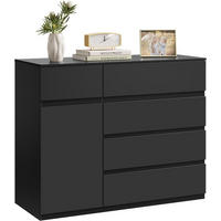 KOMMODE 5 Schubladen 100B x 40T x 80H cm Schwarz - Schwarz, Holzwerkstoff (100/80/40cm) - Woltu