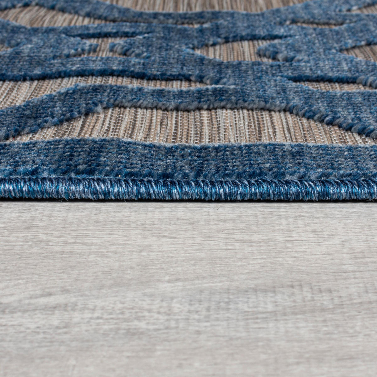 OUTDOOR-TEPPICH Marokkanisches-Mosaik, winterfest STOUR LIAM, Blau-Grau 160x160 cm - Blaugrau, Textil (160/160cm) - KADIMA DESIGN