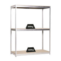 SCHWERLASTREGAL Wood Beast Three HxBxT 200 x 210 x 45 cm 3 Ebenen Fachlast 500 kg Verzinkt - Silberfarben, Metall (210/200/45cm) - PROREGAL