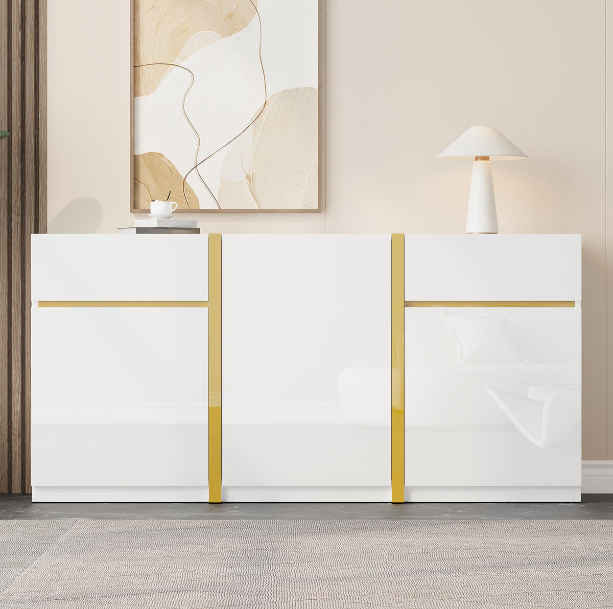 SIDEBOARD 160/40/78 cm aus MDF und Holzwerkstoff mit Hochglanzfronten Weiß - Weiß, Holzwerkstoff (160/78/40cm) - Modenvie