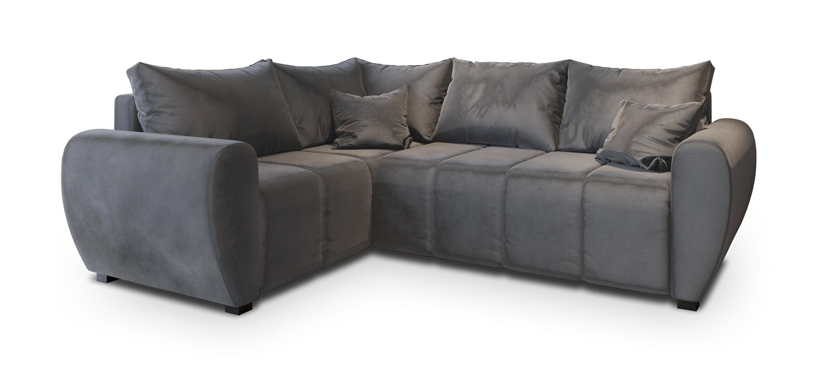 ROHOVÁ SEDAČKA MADISON šedá - šedá/černá, dřevo/textil (235/175cm) - MASSENO