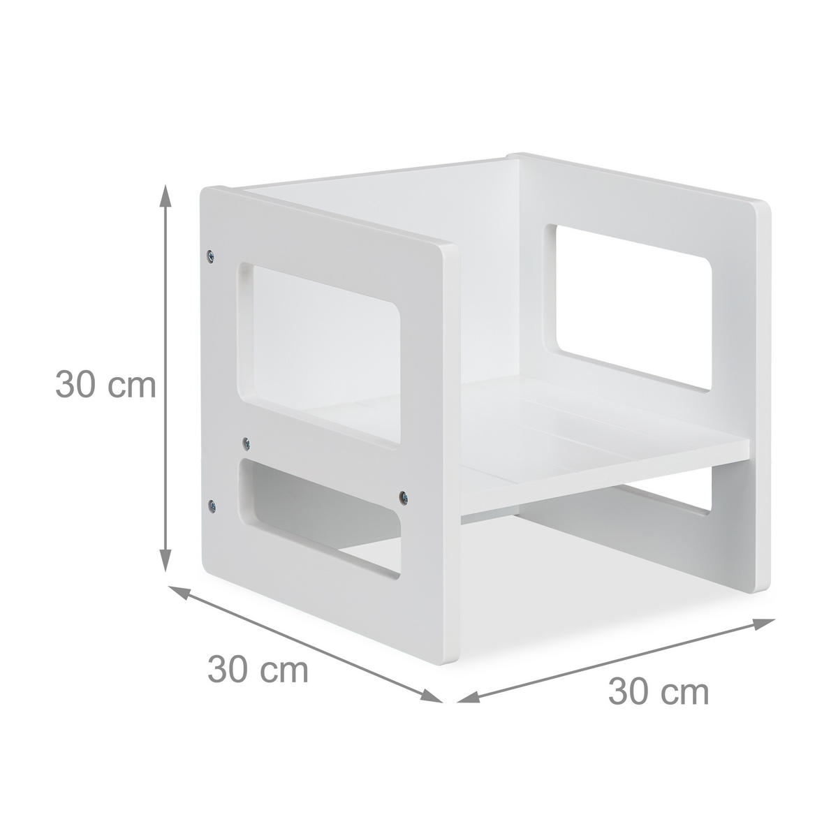 SITZHOCKER - Weiß, Holzwerkstoff (30/30/30cm) - Relaxdays
