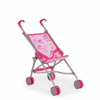 PUPPENWAGEN Kaya S9302 rosa Hasenmotiv, Doppelräder, Schiebehöhe 55 cm, 100% Polyester, rosa - Rosa, Metall (26.5/55/51cm) - Moni