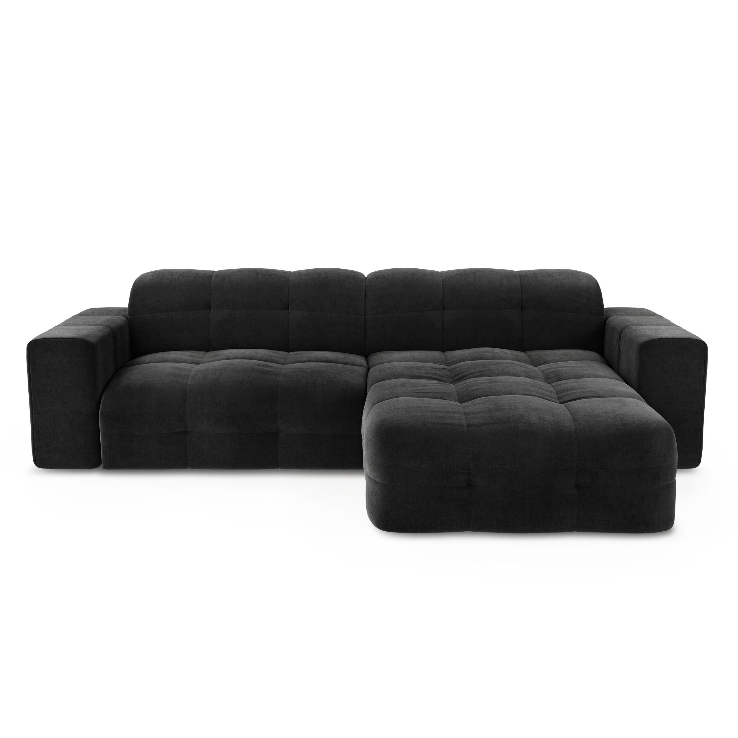 ECKSOFA RECHTS Samt Dunkles Anthrazit 230cm - Anthrazit, Textil (230/155cm) - Sia Home
