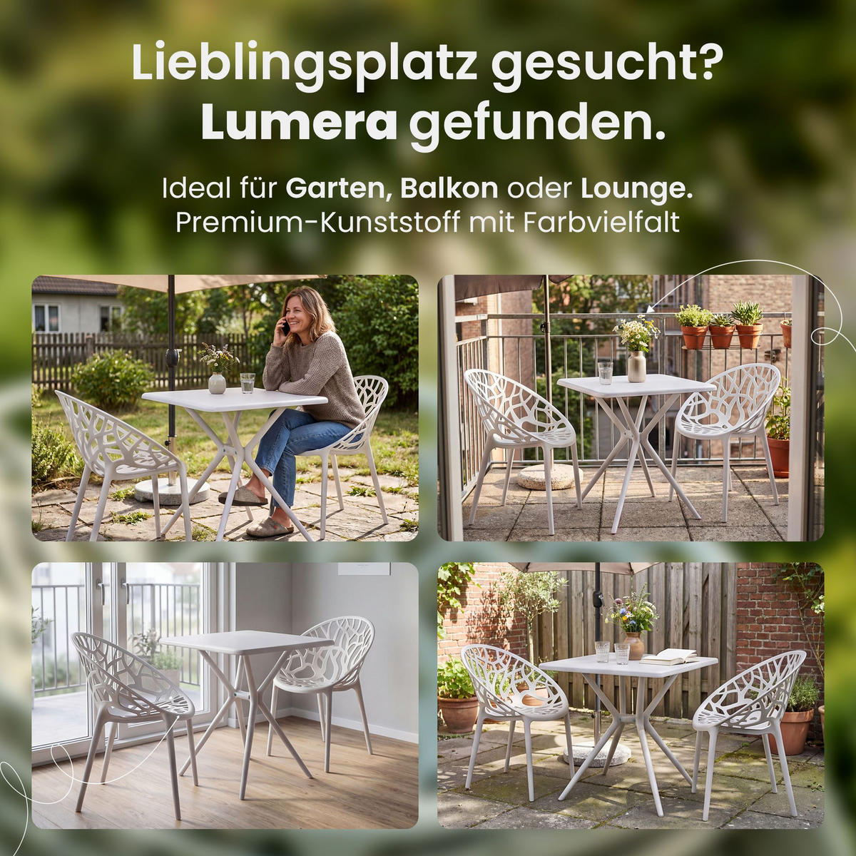 GARTENSITZGRUPPE 2 Kunststoff Weiß - Weiß, Kunststoff - CLP