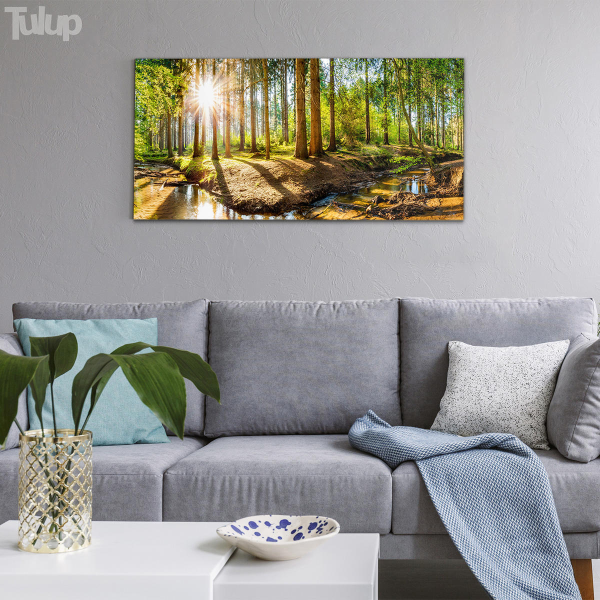 GLASBILD 120x60 cm Landschaftspanorama - Waldgrün, Glas (120/60cm) - TULUP