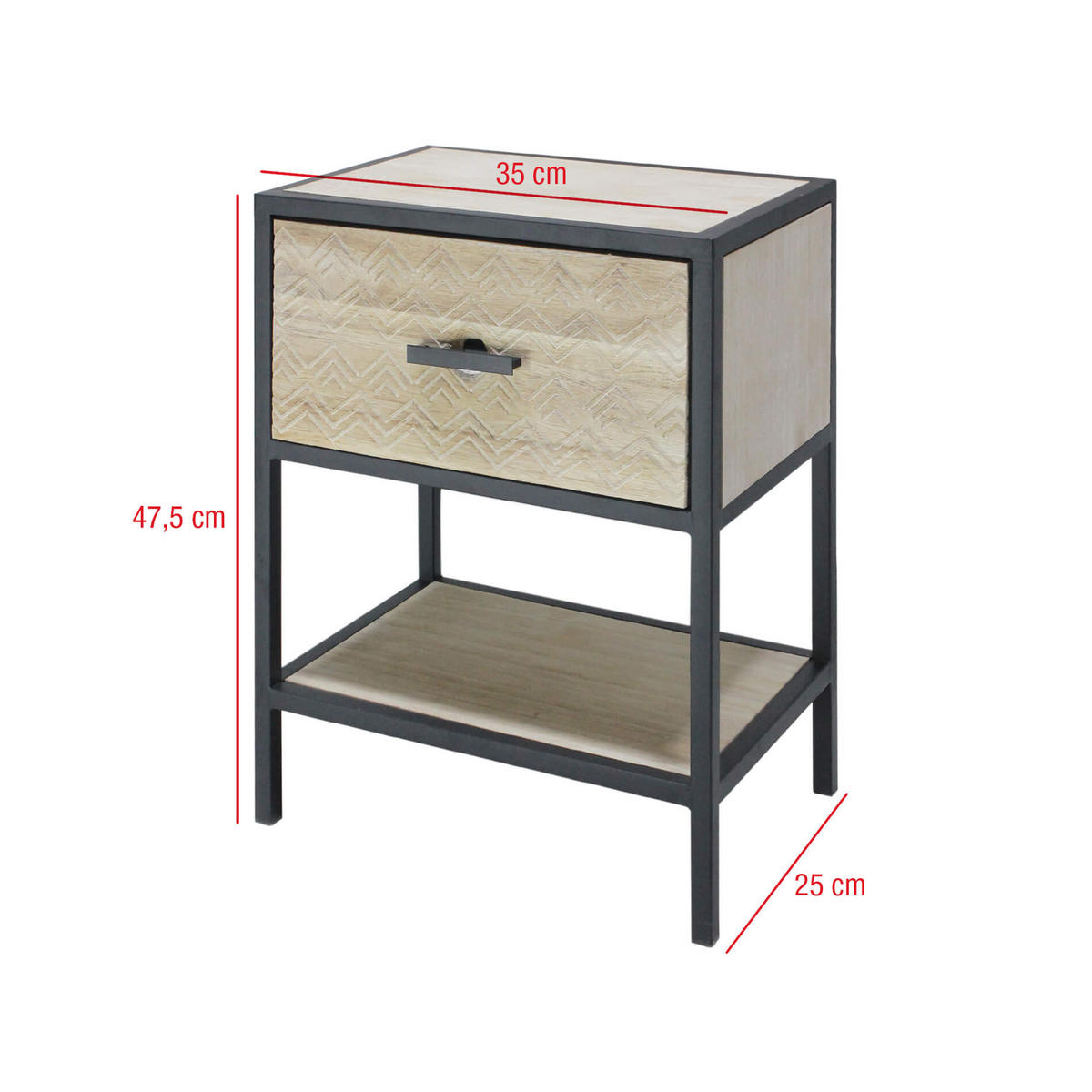 NACHTTISCH Braun 25/35/48 cm - Braun, Holz (25/48/35cm) - Mobili Rebecca