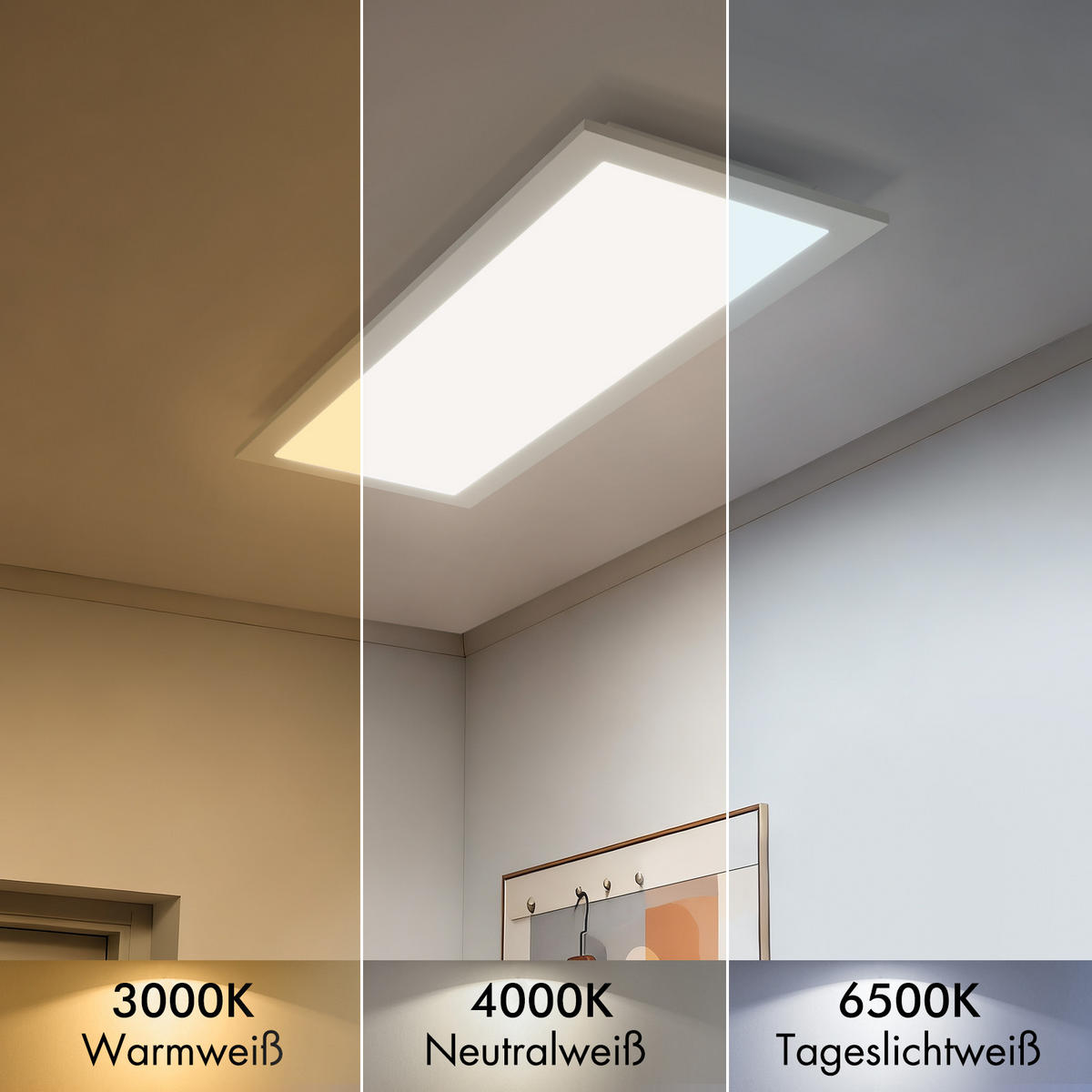 DECKENLEUCHTE PA1071EW 24W LED Dimmbar 3000K bis 6500K 58/20/3.9 CM - Weiß, Metall (58/20/3.9cm) - LOVHAUS