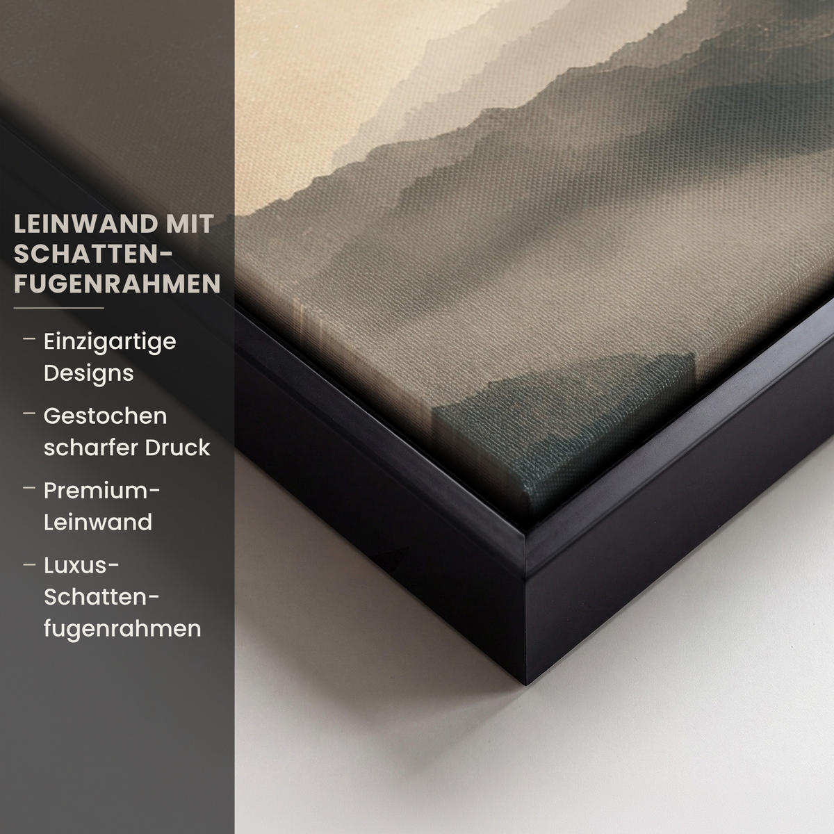 LEINWAND Bilder mit Rahmen - Landschaft - Japandi - Vogel - 70x50 - Beige, Textil (70/50cm) - MuchoWow