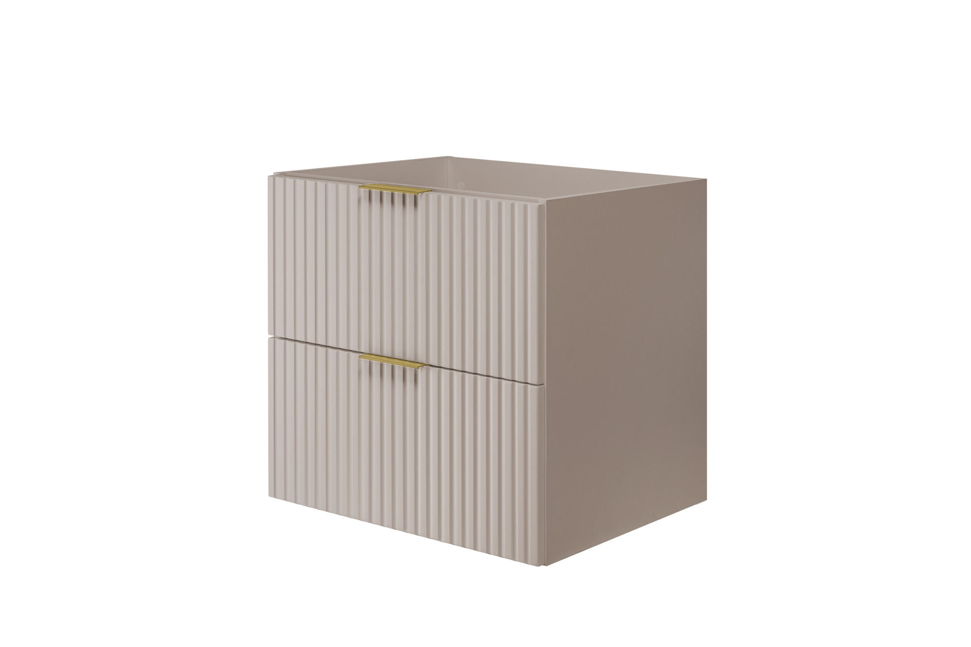 WASCHBECKUNTERSCHRANK, Kaschmir, 60 x 57 x 46 cm, Griff Gold, ohne Arbeitsplatte - Beige/Goldfarben, Holzwerkstoff (60/57/46cm) - 3XE LIVING