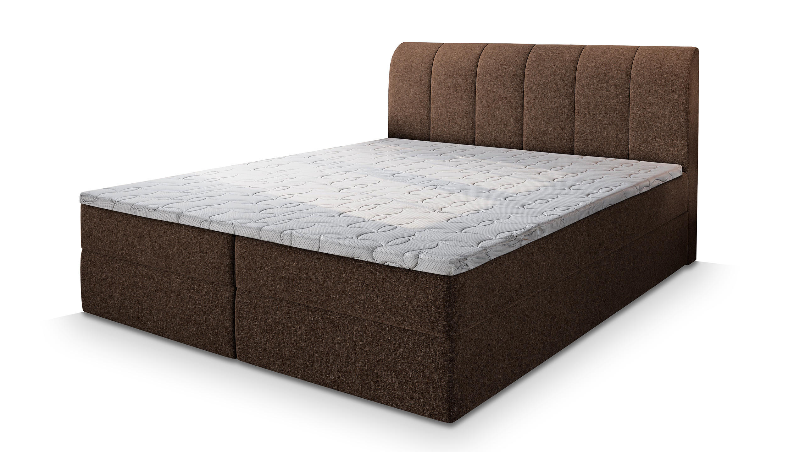 BOXBETT CEVANO 160x200 cm mit Matratze und Topper - Braun - Braun, Holz (160/200cm) - MASSENO
