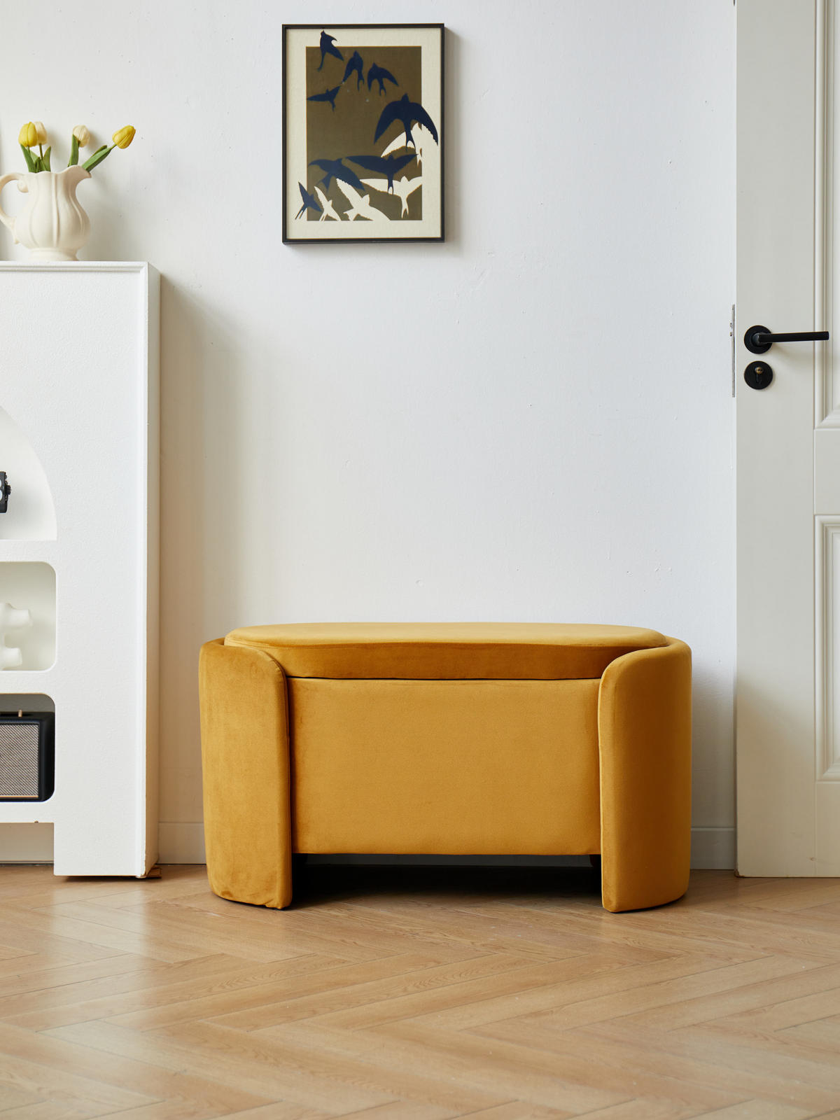 SITZBANK Samt Gelb - Gelb, Textil (88/46/45cm) - Nordlys