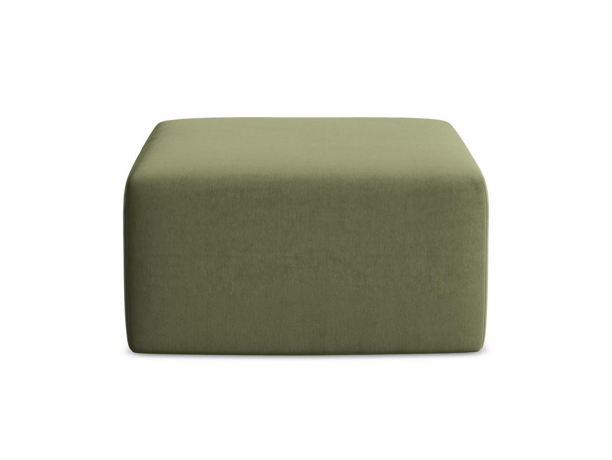 POUF Samt Stoff Grün - Schwarz/Olivgrün, Holzwerkstoff/Kunststoff (75/37/75cm) - Makamii