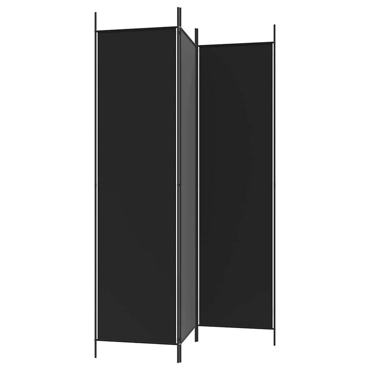 PARAVENT 3-teilig Schwarz 150/200 Cm Stoff - Schwarz, Textil (150/200/0.1cm) - vidaXL