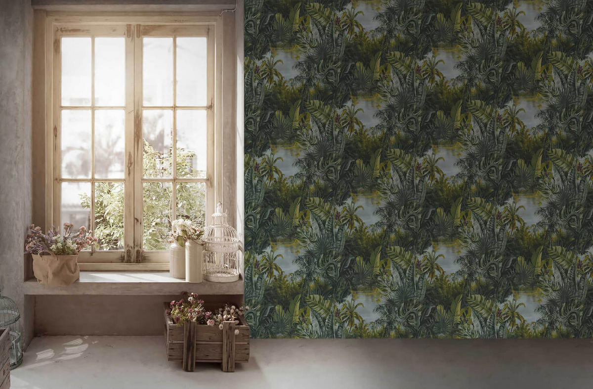 VLIESTAPETE Grün 53/1005 cm - Blau, Kunststoff/Textil (53/1cm) - KUNSTLOFT