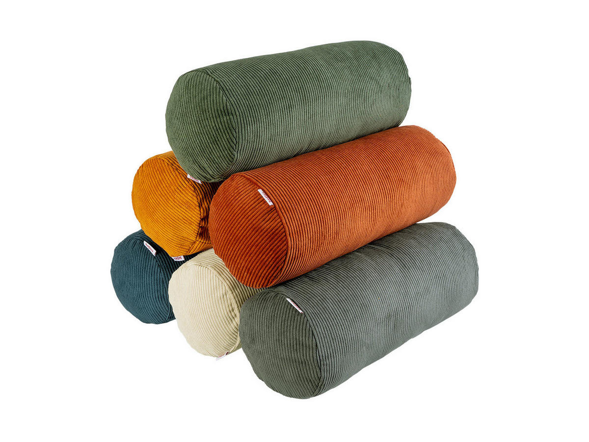 NACKENROLLENHÜLLE HYggelig No.1 bamboo-grün Cord-Samt 40/15 cm - Grün, Textil (15/40cm) - beties Heimtextil