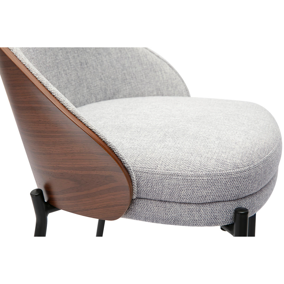 BARHOCKER aus grauem Samt-Effekt-Stoff, dunklem Holz und Metall, H65 cm (2er-Set) TUCSON - Grau, Textil (50.5/85.5/54cm) - Miliboo
