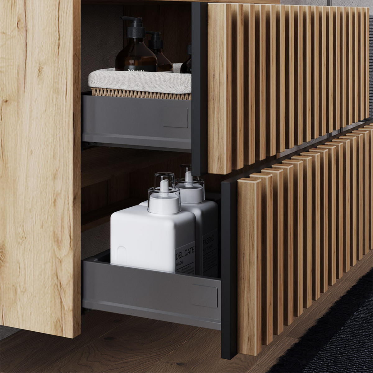 WASCHBECKENSCHRANK Lucca-107 - Braun, Holzwerkstoff (80/56/45cm) - Lomado