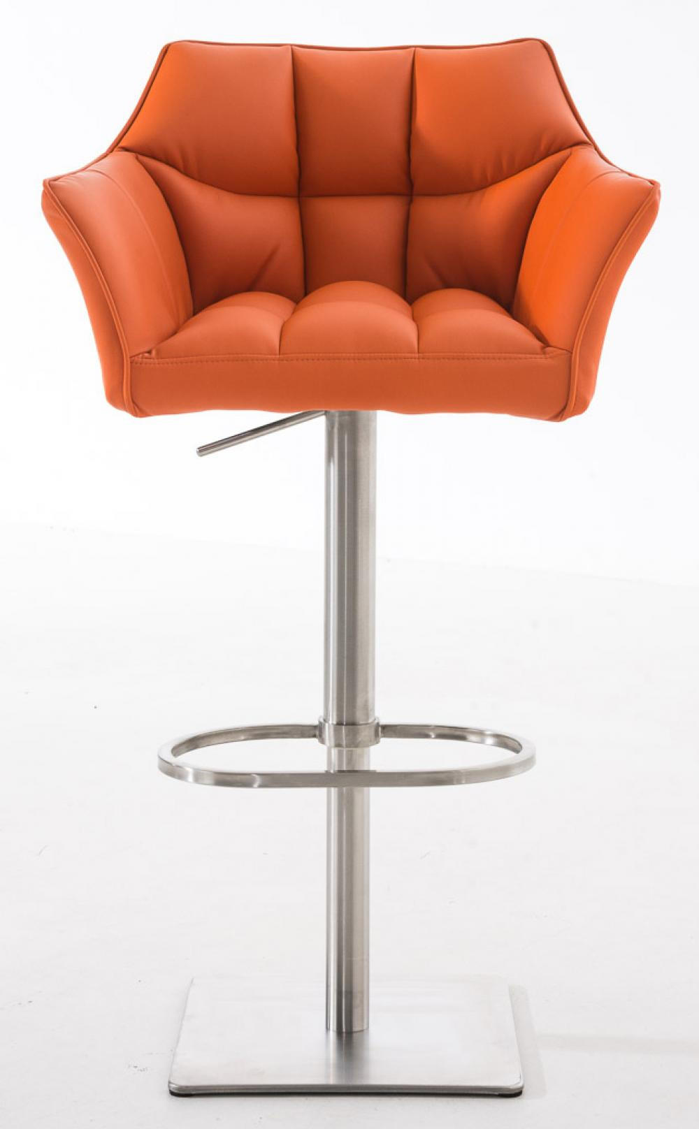 BARHOCKER 2er Set Lederlook Orange - Edelstahlfarben/Orange, Textil/Metall (64/88/45cm) - CLP