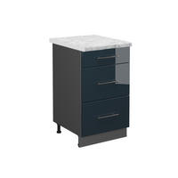 SCHUBLADENSCHRANK Fame-Line Dunkelblau Hochglanz 50 cm, AP Marmor - Anthrazit/Dunkelblau, Holzwerkstoff (50/82/60cm) - Vicco