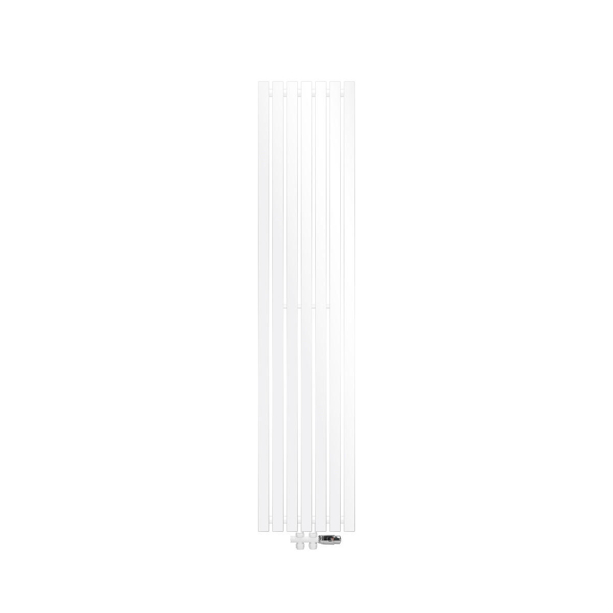 BADHEIZKÖRPER Stella 370x1800 mm Weiß mit Ventil Durchgang - Weiß, Metall (37/180/5cm) - LuxeBath