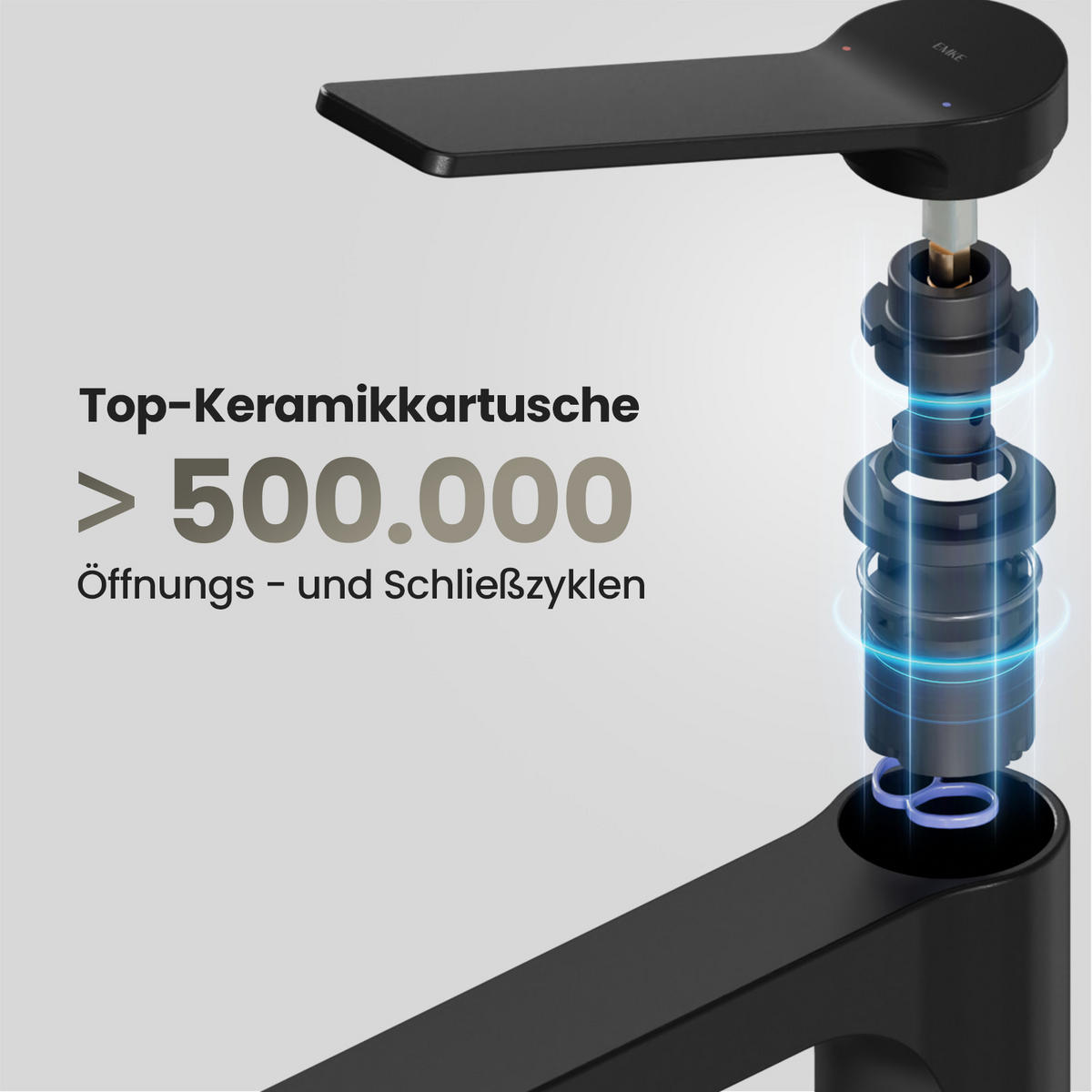 WASCHTISCHARMATUR mit Spulen-Zertifiziertem Filterelement Schwarz Matt - Schwarz, Metall (17.3/4.6/19.5cm) - EMKE