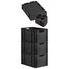 EUROBOX 3x NextGen Color mit Auflagedeckel 32x40x60 cm 65 Liter Schwarz Griffe schwarz offen - Anthrazit/Schwarz, Kunststoff (40/32/60cm) - PROREGAL
