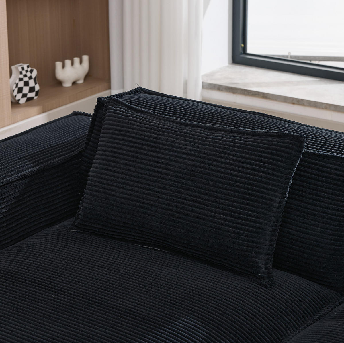 3-SITZER-SOFA 235 cm mit Taschenfederkern, High-Density-Schaum und pflegeleichtem Polyesterbezug, Schwarz - Schwarz, Textil (235/70/129cm) - Redom