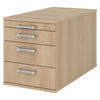 ROLLCONTAINER - mit 3 Schubladen 80/42,8/51,2 cm in Eichefarben Chromgriff (Metall) - Eichefarben, Holzwerkstoff (42.8/51.2/80cm) - bümö
