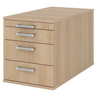 ROLLCONTAINER - mit 3 Schubladen 80/42,8/51,2 cm in Eichefarben Chromgriff (Metall) - Eichefarben, Holzwerkstoff (42.8/51.2/80cm) - bümö
