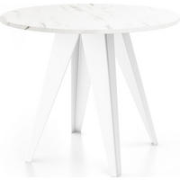 JEDÁLENSKÝ STÔL Griffin Okrúhly Rozkladací s Bielami Kovovými Nohami, Mramor Biela 100-140/100/76 cm - biela/écru, kov/kompozitné drevo (100/140/76cm) - WFL GROUP