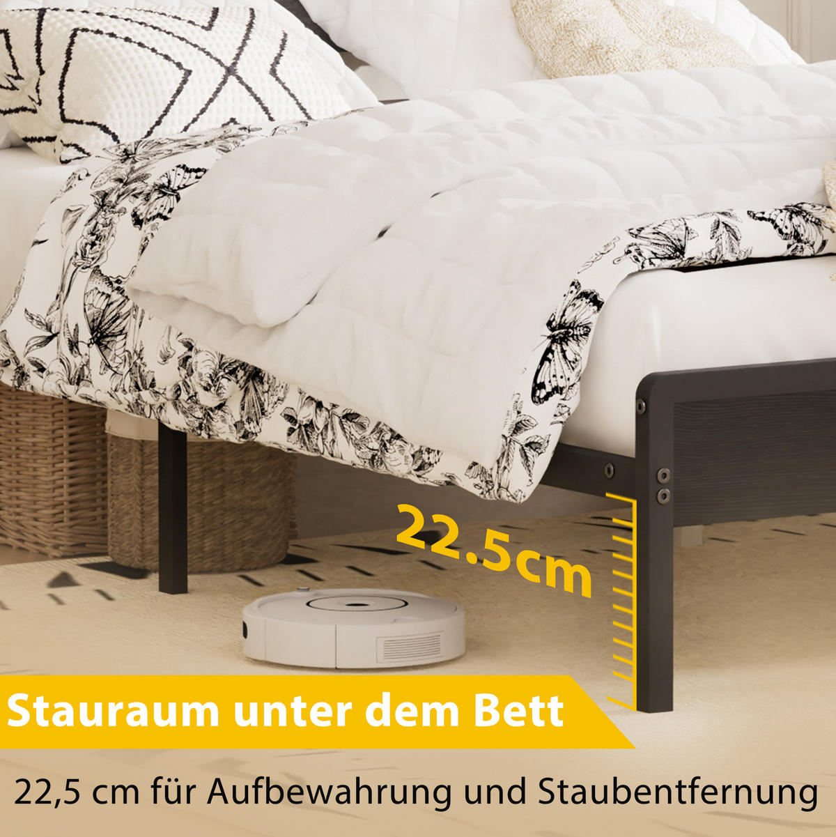 POLSTERBETT 140x190 cm in Schwarzgrau mit LED-Beleuchtung, USB-Anschluss und Stauraum - Schwarz, Textil (140/190cm) - IVMEU